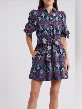 Ciebon “Scarlette” embroidered tie waist mini dress